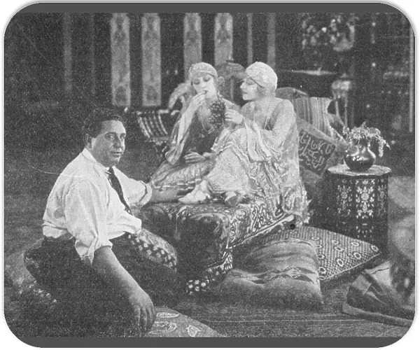 The Dolly Sisters and director Leonce Perret on the set of the film The Million Dollar