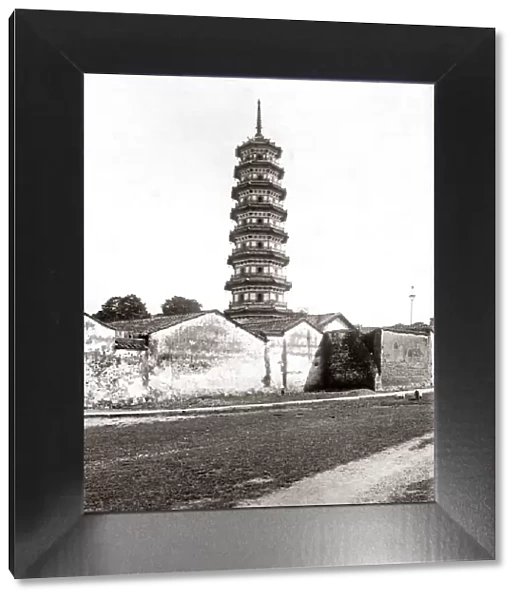 Flowery Pagoda Canton, Gunagzhou, China, circa 1890s. Date: circa 1890s