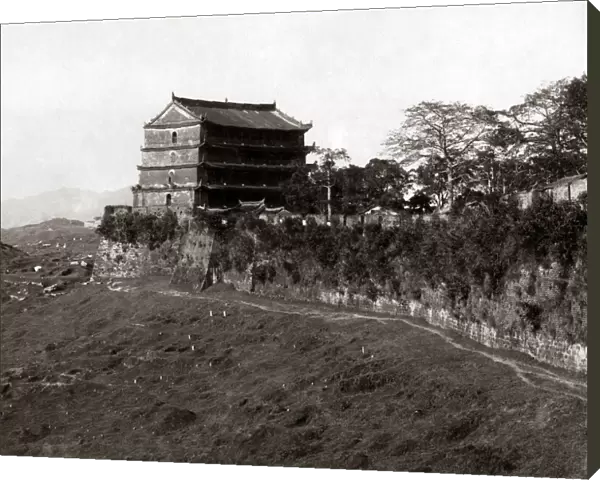 Five storied pagoda, Canton, (Guangzhou) Japan, circa 1870s. Date: circa 1870s