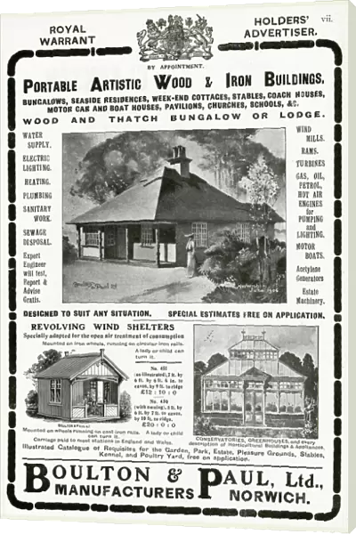 Advert for Boulton & Paul, Ltd, conservatories 1905