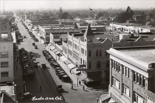 Aerial view of Fourth Street, Santa Ana, California, USA