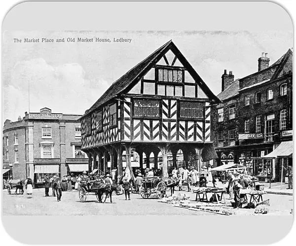 Market Place and Old Market House, Ledbury, Herefordshire