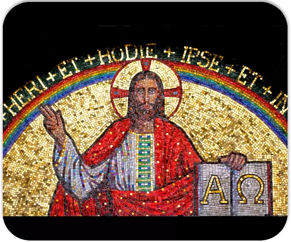 Jesus Christ mosaic over door, San Babila Church, Milan