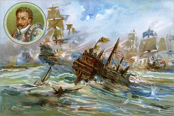 Scene with ships during the Spanish Armada