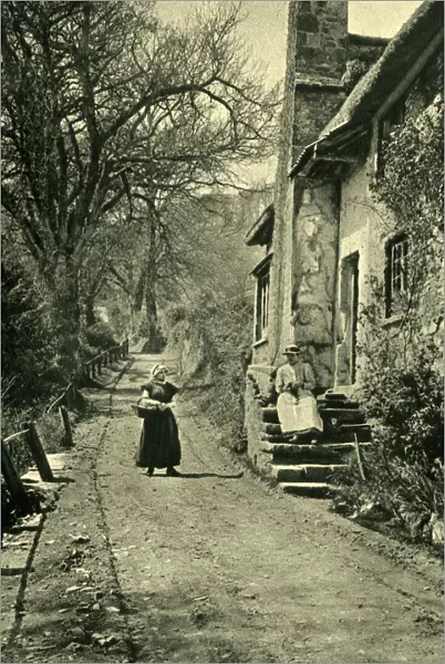 Quiet scene in the village of Luccombe, Somerset