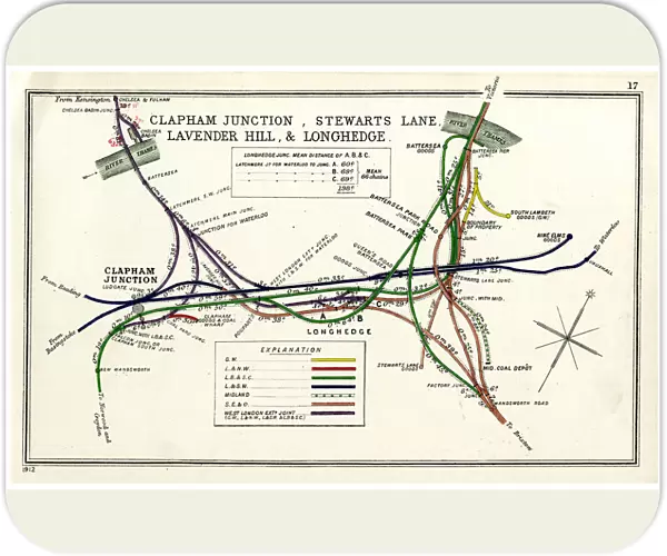 Railway map, Clapham Junction area, London