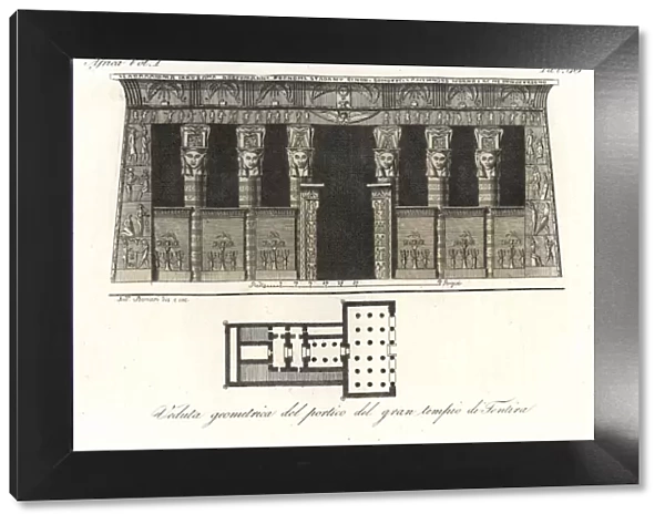 Elevation and plan of the Temple of Hathor