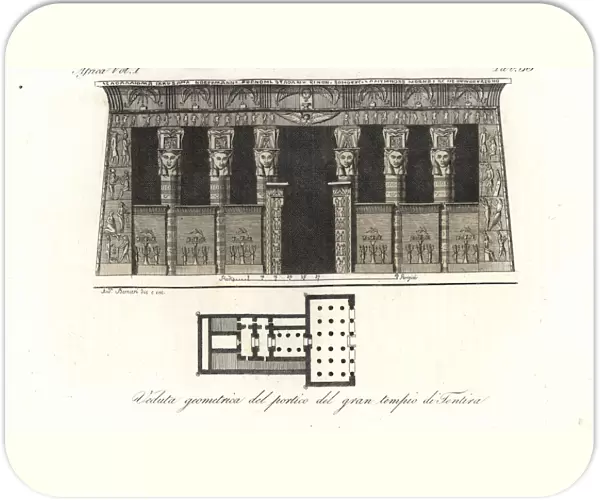 Elevation and plan of the Temple of Hathor