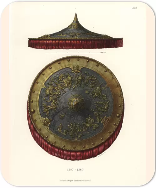 Richly decorated German shield from the mid 16th century