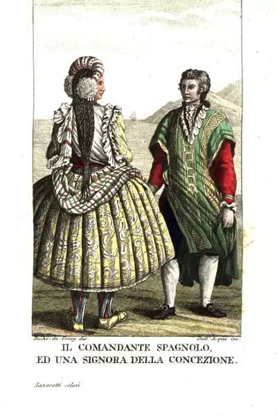 Spanish commandant and a woman of Concepcion, Chile