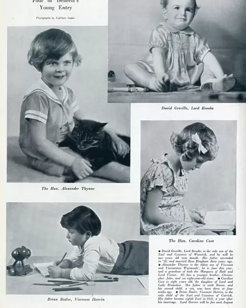 Page in The Bystander magazine 1936 featuring photographs of four aristocratic children