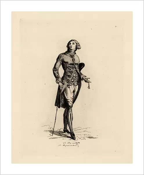 Young man in coat with oval buttons, era of Marie Antoinette