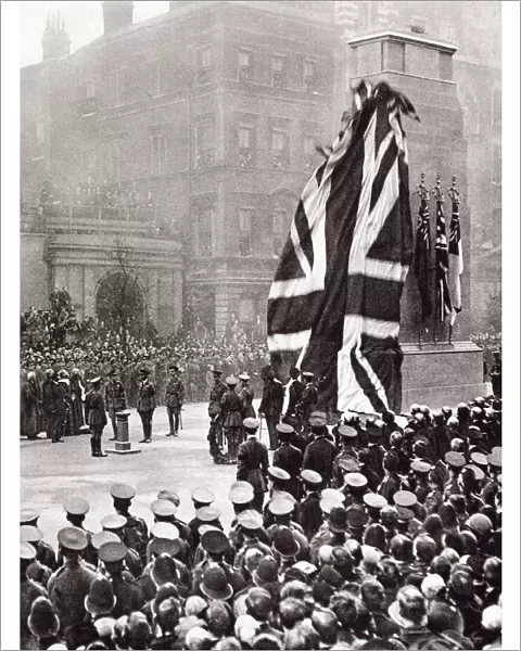 The moment of the unveiling of the Cenotaph on Armistice Day, 11th November 1920