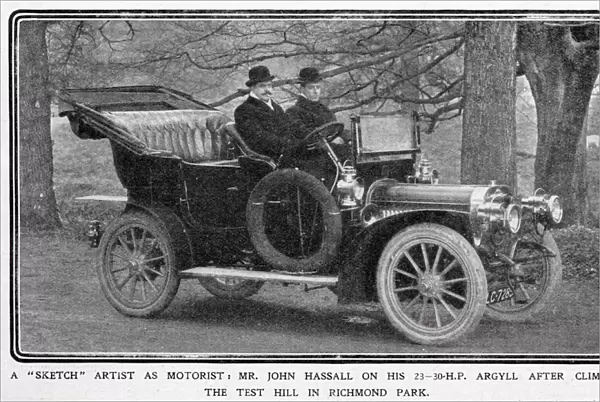 John Hassall in his Argyll motor car