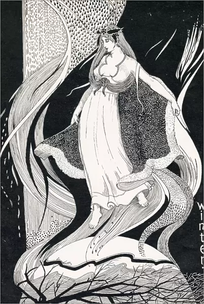 Gorgeous art nouveau illustration of a woman representing winter. Date: 1895