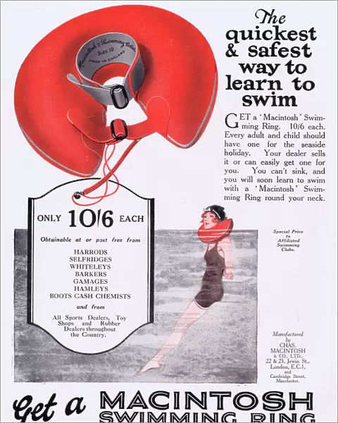 Advert for the Macintosh Swimming Ring, 1926