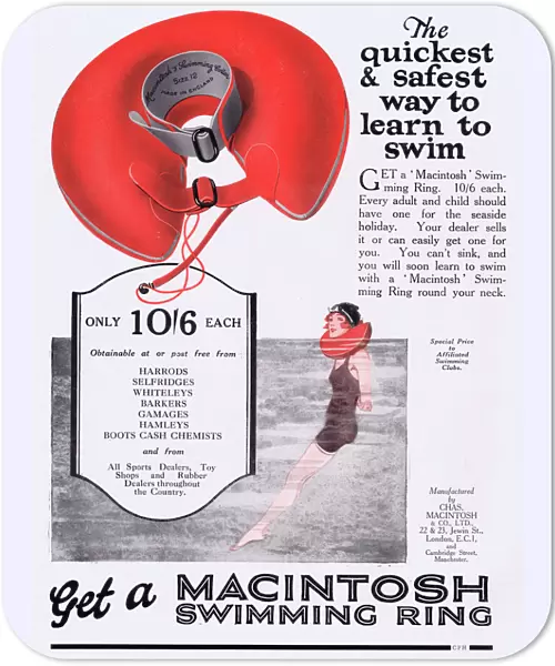 Advert for the Macintosh Swimming Ring, 1926