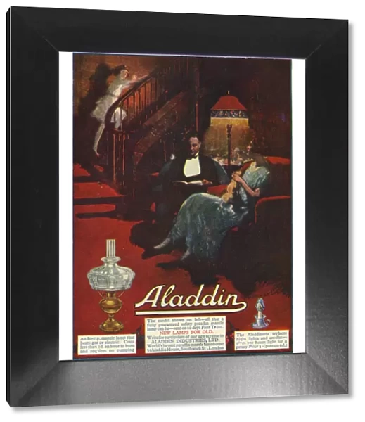 Advertisement for Aladdin safety paraffin mantle lamp from Aladdin Industries Ltd