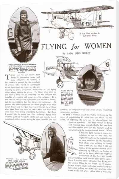 Page from The Bystander, 18th April 1928, featuring an article called Flying for Women by