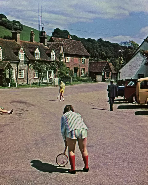 A village tennis match in the street