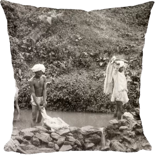 Washing clothes in a river, India, c. 1880 s