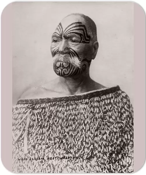 Maori man with facial tattoo, tatttooing, New Zealand, c. 1890 s