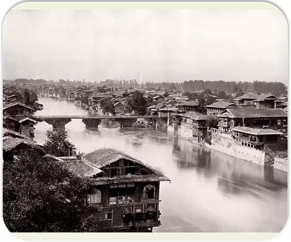Bridge over the River Jhelum, Srinagar, Kashmir, India, c. 1890 s