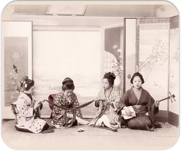 Late 19th century - young Japanese women playing game