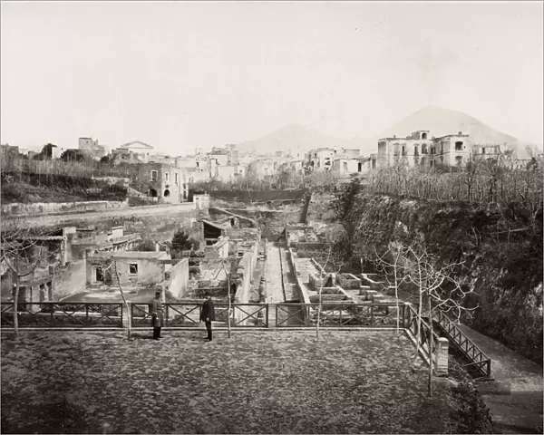 View of the archaeological site at Herculaneum, Vesuvius