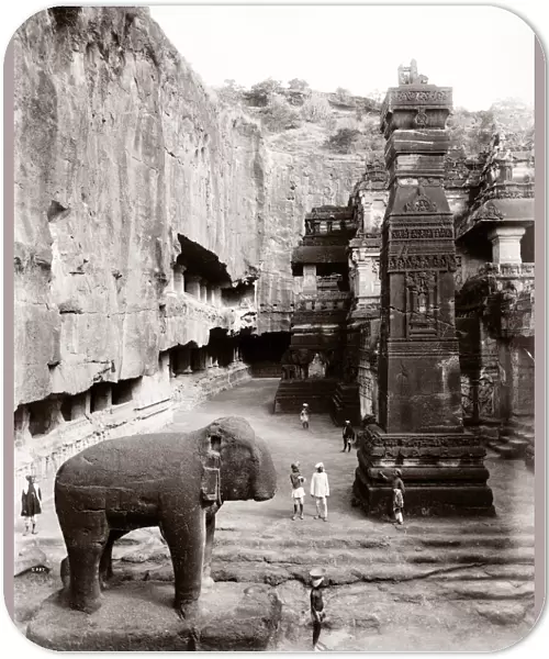 Rock cut elephant, Ellora caves, India