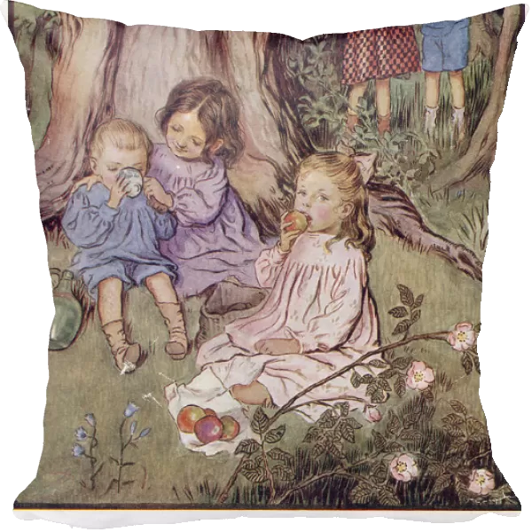 Five children picnic in a wood Date: 1910