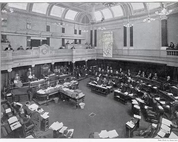 London County Council meeting, the central representative governing authority. Photograph taken during Dr. Collins's term as Chairman. Date: 1901