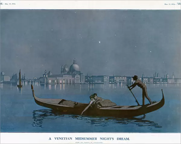 This picture shows a couple enjoying a romantic moment in Venice. Date: 1926