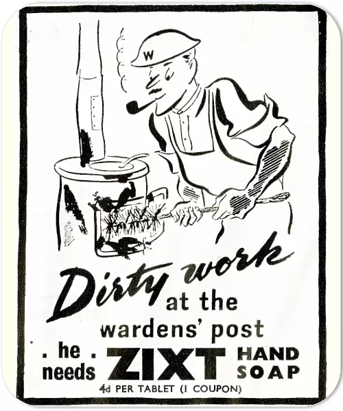 Advert, Zixt Hand Soap, WW2