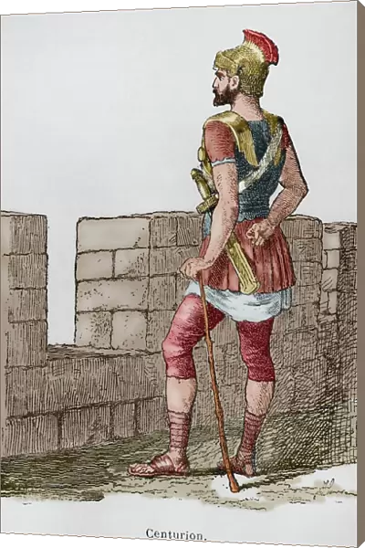 Roman centurion. Engraving. Later colouration