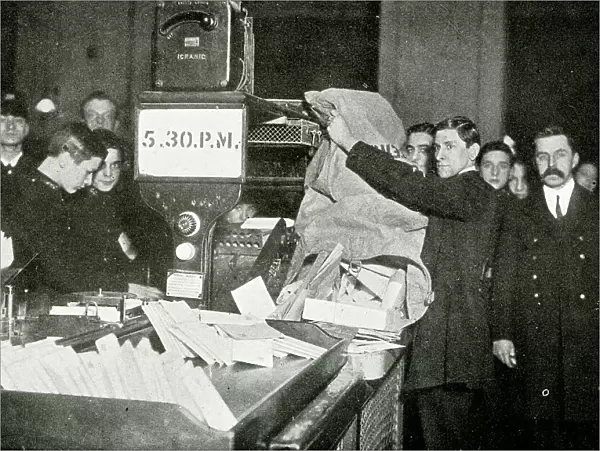 Letters arrive for sorting at the London General Post Office