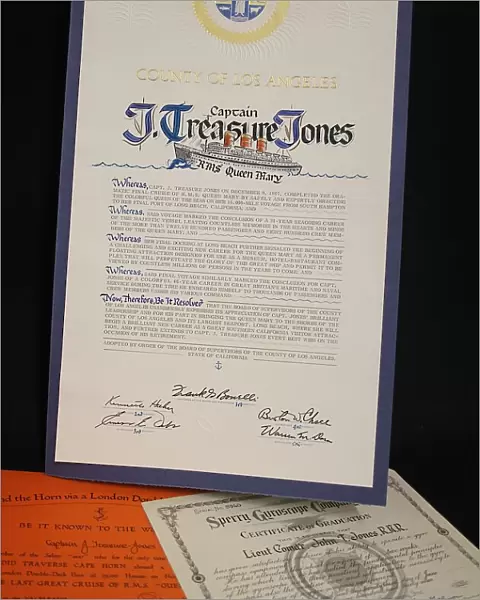 Captain John Treasure Jones Archive - certificates