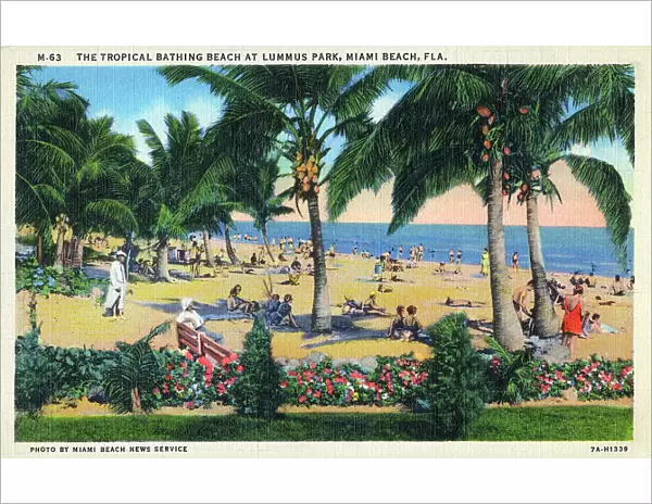 Tropical Bathing Beach at Lummus Park, Miami Beach, Florida