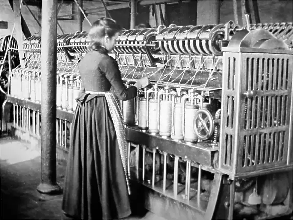 Production of linen, a Roving Frame, Victorian period