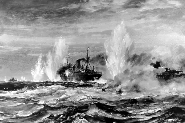 HMS Jervis Bay attacking the Admiral Scheer, Second Worl