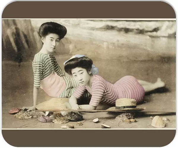 Geisha girls at the seaside, Japan