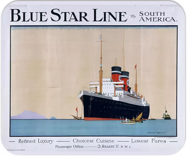 Poster advertising Blue Star Line to South America