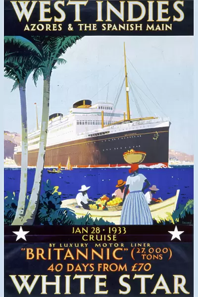 Poster advertising White Star to the West Indies