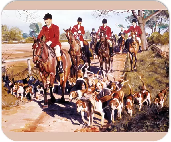 Fox hunting - riders and their dogs