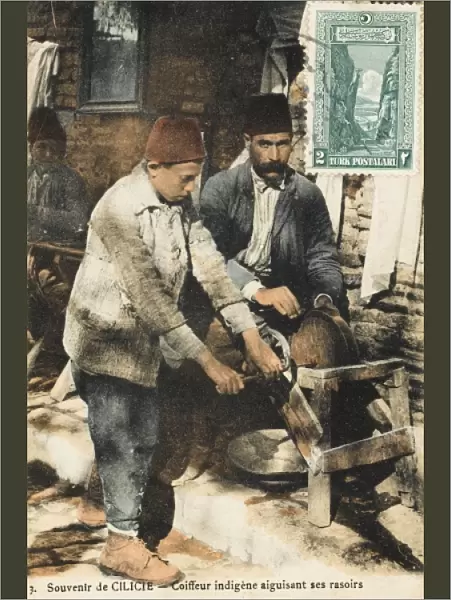 A barber sharpens his razors - Adana, Turkey