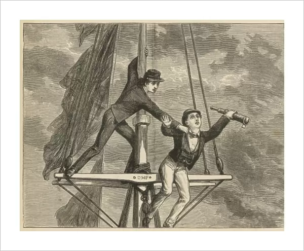 A boy falling from a ships mast
