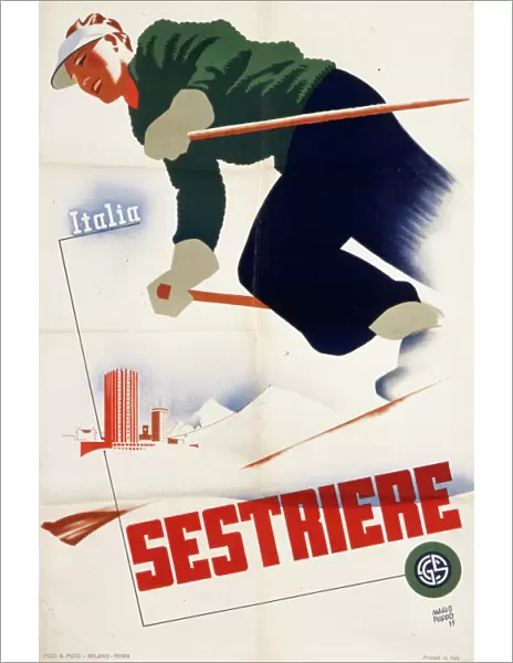 Poster advertising Sestriere, Italy