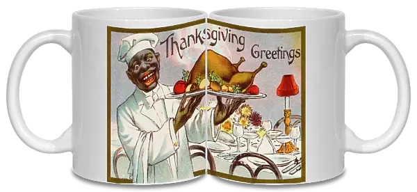 Black Waiter with Thanksgiving Turkey