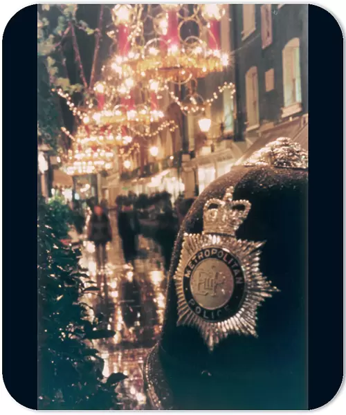 Policemans helmet with Christmas lights