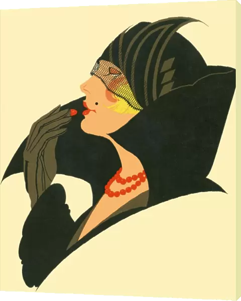 Art Deco lady with lipstick